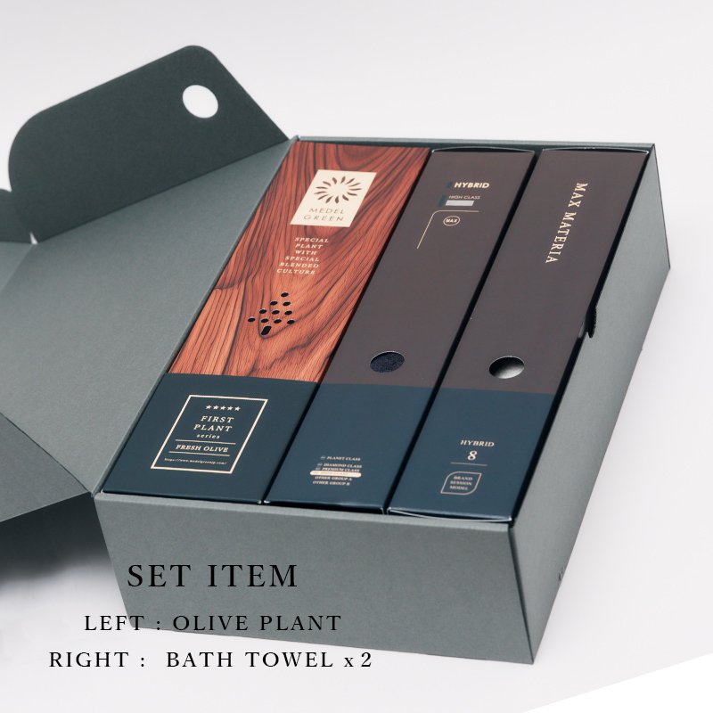 画像8: ◆ 最新作 ◆「 繁栄の象徴シリーズ 」 MAX MATERIA feat MEDEL GREEN　◆バス２P＆オリーブ若木 ◆ デザイン黒樹脂鉢＆ギフトBOX入り　オリーブ：底から葉先まで約25〜40cm前後に剪定済 (8)